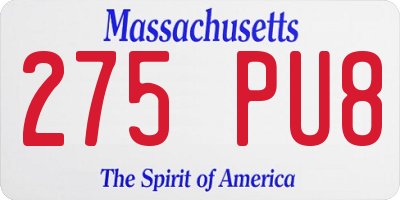 MA license plate 275PU8