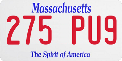MA license plate 275PU9