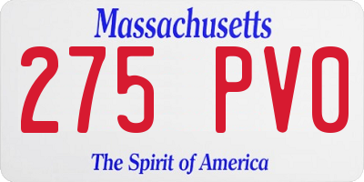 MA license plate 275PV0
