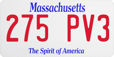 MA license plate 275PV3