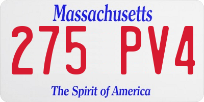 MA license plate 275PV4