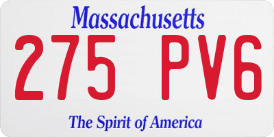 MA license plate 275PV6