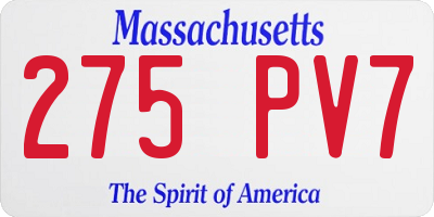 MA license plate 275PV7