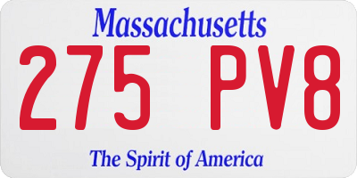 MA license plate 275PV8