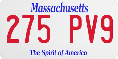 MA license plate 275PV9