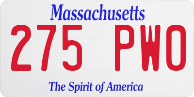 MA license plate 275PW0