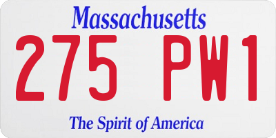 MA license plate 275PW1
