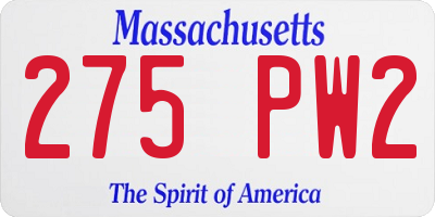 MA license plate 275PW2