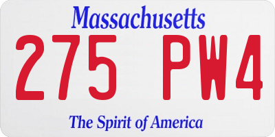 MA license plate 275PW4