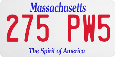 MA license plate 275PW5