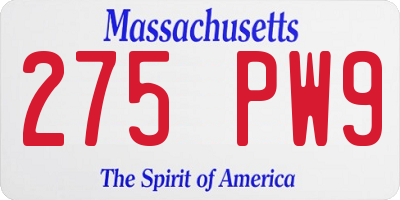 MA license plate 275PW9