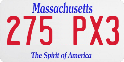 MA license plate 275PX3