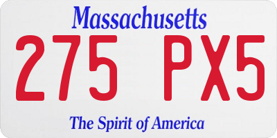MA license plate 275PX5