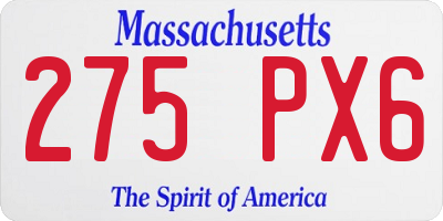 MA license plate 275PX6
