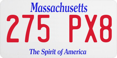 MA license plate 275PX8