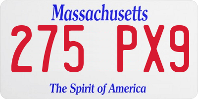 MA license plate 275PX9