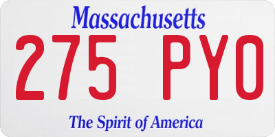 MA license plate 275PY0
