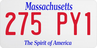 MA license plate 275PY1