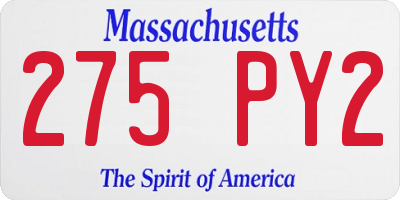 MA license plate 275PY2