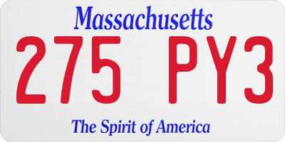 MA license plate 275PY3