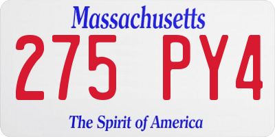 MA license plate 275PY4