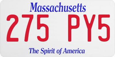 MA license plate 275PY5