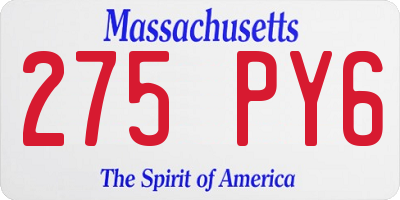 MA license plate 275PY6