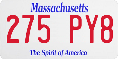 MA license plate 275PY8