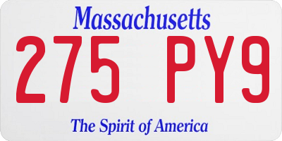 MA license plate 275PY9