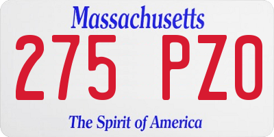 MA license plate 275PZ0