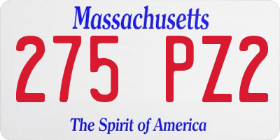 MA license plate 275PZ2
