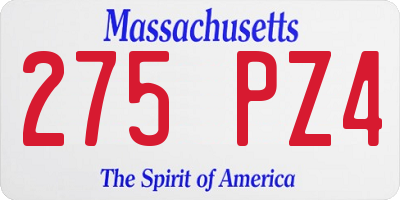 MA license plate 275PZ4