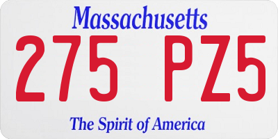 MA license plate 275PZ5