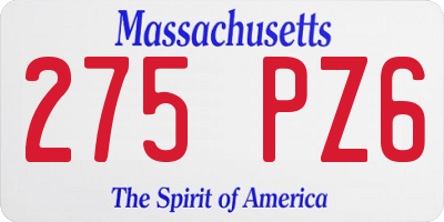 MA license plate 275PZ6