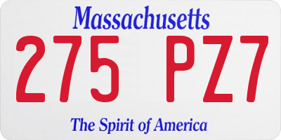 MA license plate 275PZ7