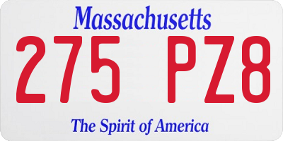 MA license plate 275PZ8