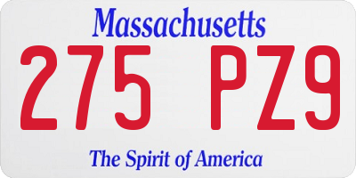 MA license plate 275PZ9