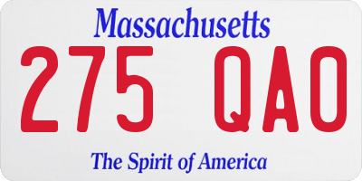 MA license plate 275QA0
