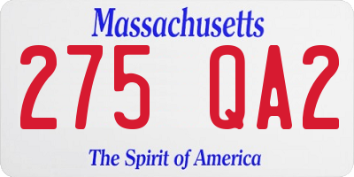 MA license plate 275QA2