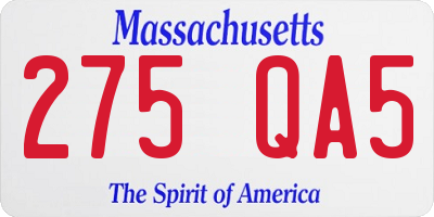 MA license plate 275QA5
