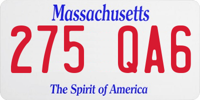 MA license plate 275QA6