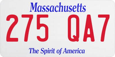 MA license plate 275QA7