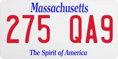 MA license plate 275QA9