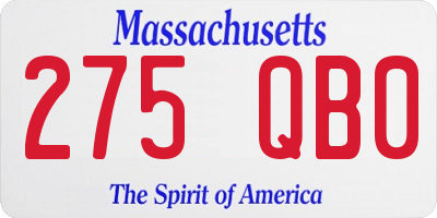 MA license plate 275QB0