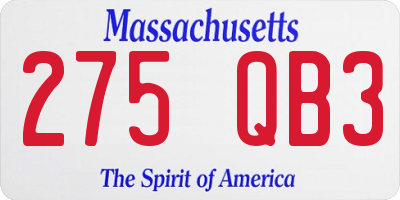 MA license plate 275QB3