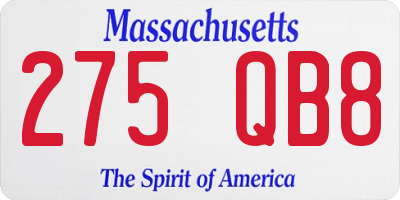 MA license plate 275QB8