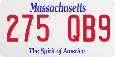 MA license plate 275QB9