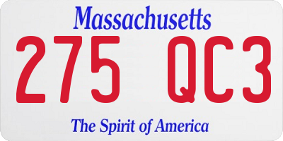 MA license plate 275QC3