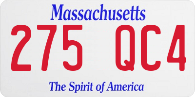 MA license plate 275QC4