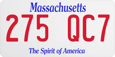 MA license plate 275QC7